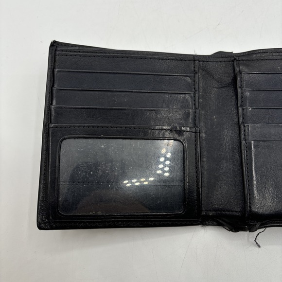 VTG Coach Black Leather Trifold Wallet Coin Purse Kiss Lock Snap Closure - Picture 7 of 15